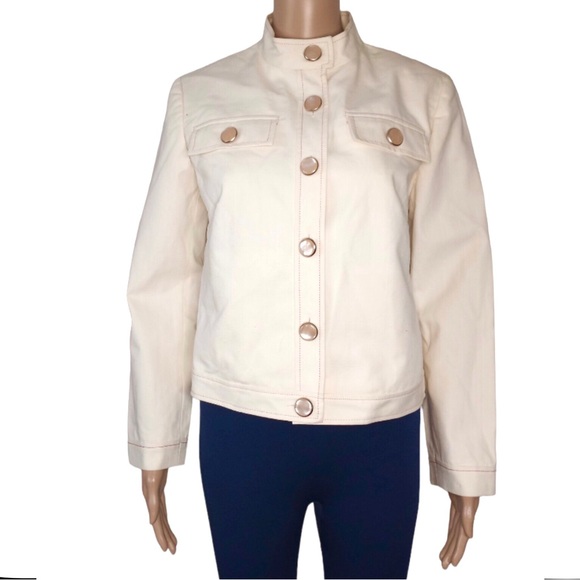 Cole Haan City Cream Color LightWeight Button Up Jacket Size 6 - Picture 2 of 9